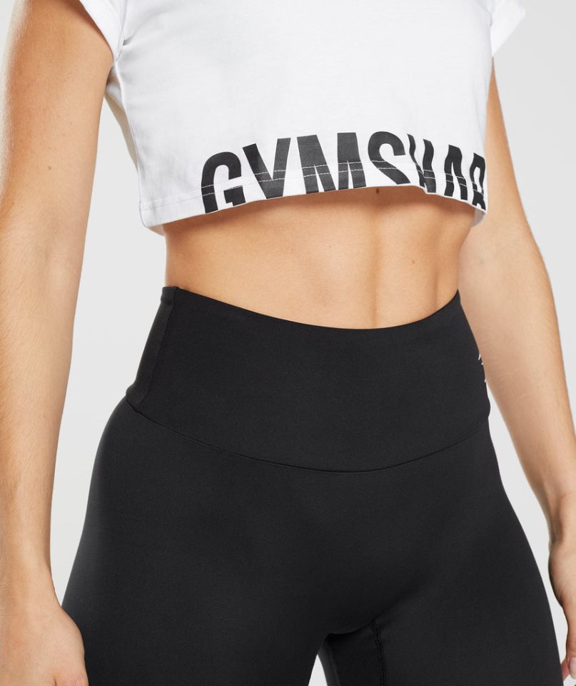 Women's Gymshark Fraction Cropped Tops White | NZ 9ROVGE